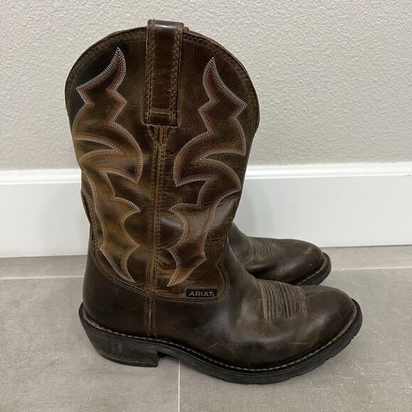 Ariat Ironside Mens Size 8 Wide 2E Brown Leather Work Wear Western Boots Shoes